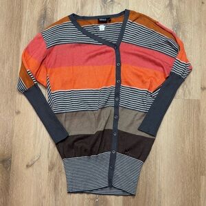 ONLY Streetwear Striped Offset Button Cardigan XS